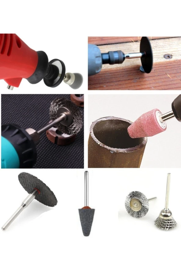 Depolife Mini Atşlama Benzeri Metal Ahşap Kesme Fiber Disk Taş Zımpara Tel Fırça Seti 10 Parça Vız Vız Set ürün görseli 1
