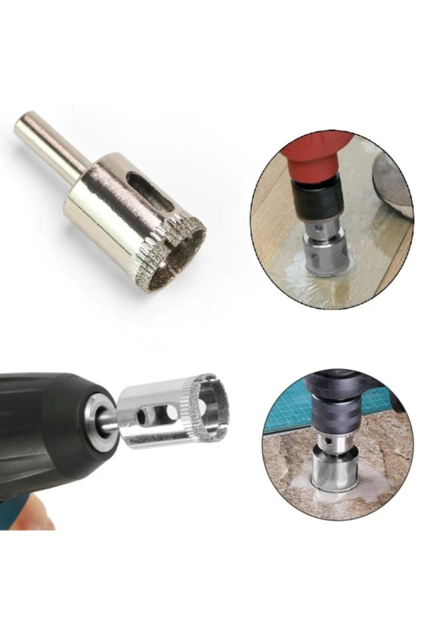 Depolife Mermer Granit Fayans Porselen Cam 14mm Yuvarlak Delme Pancı Elmas Uçlu Delik Açma Karot Matkap Ucu ürün görseli 1
