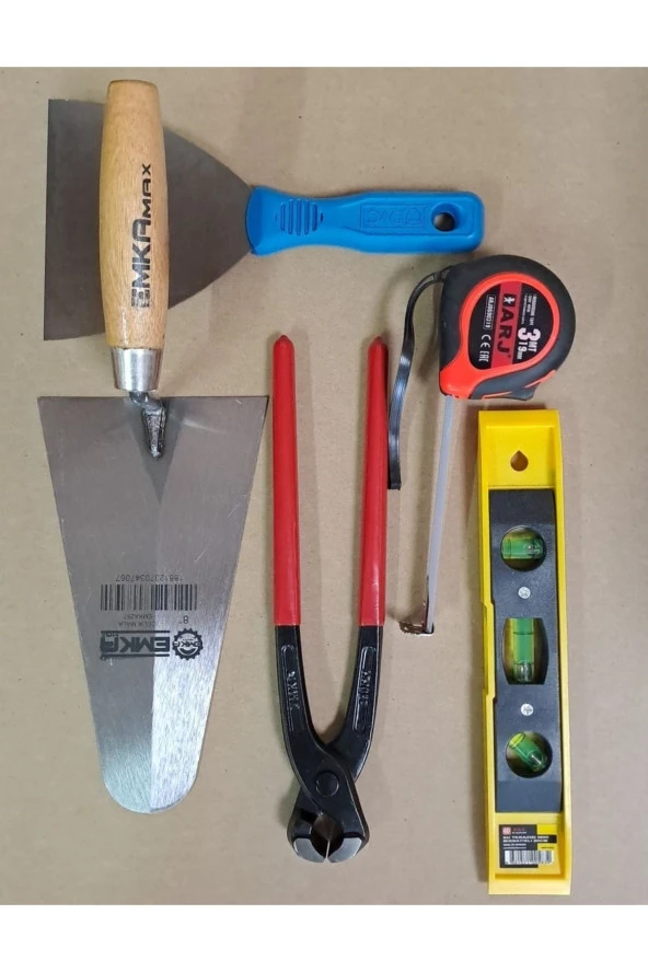 Depolife Inşaatcı Için Çelik Harç Sıvacı Malası Betoncu Kerpeteni Su Terazisi 3 Metre Spatula Seti ürün görseli 1