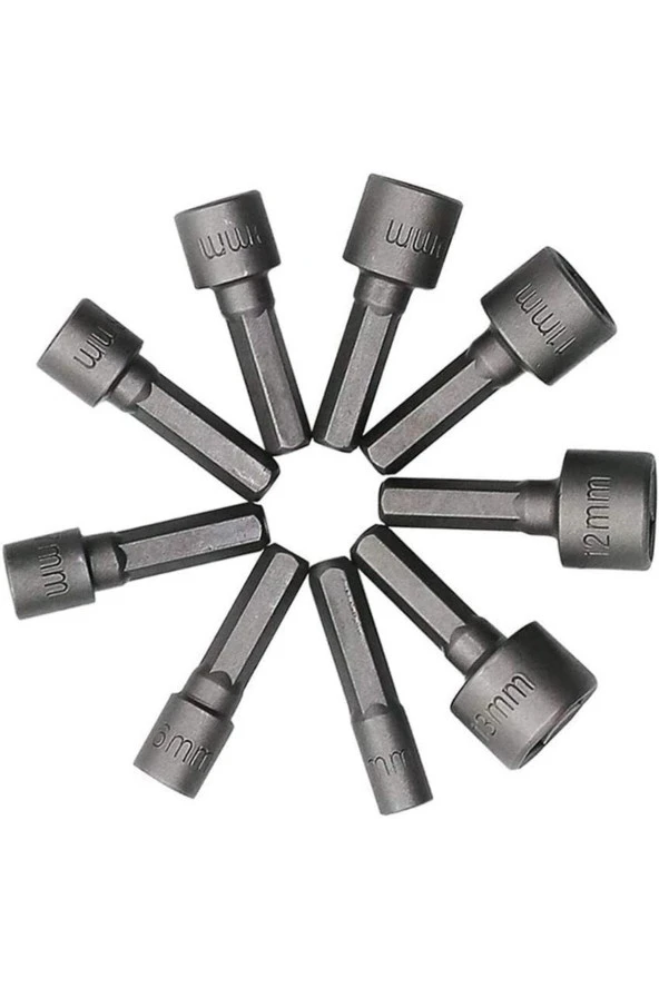 Depolife Somun Sökücü Bits Lokma Seti 1/4"vidalı Metrik Adaptör Matkap Ucu 5 Ila 13mm Altıgen Şaft 9 Parça ürün görseli 1