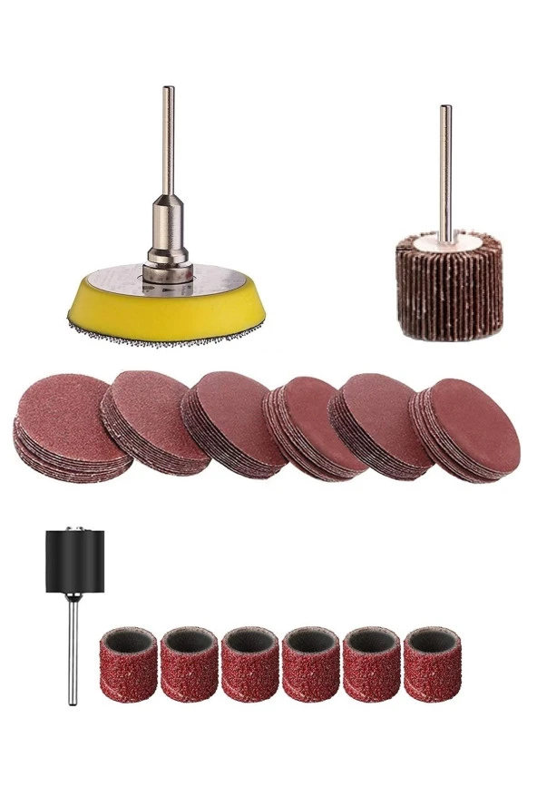 Depolife Mini Gravür Makineleri Için Mop Cırt Taban Flap Disk Silindir Zımpara Seti 70 Parça Takım ürün görseli 1