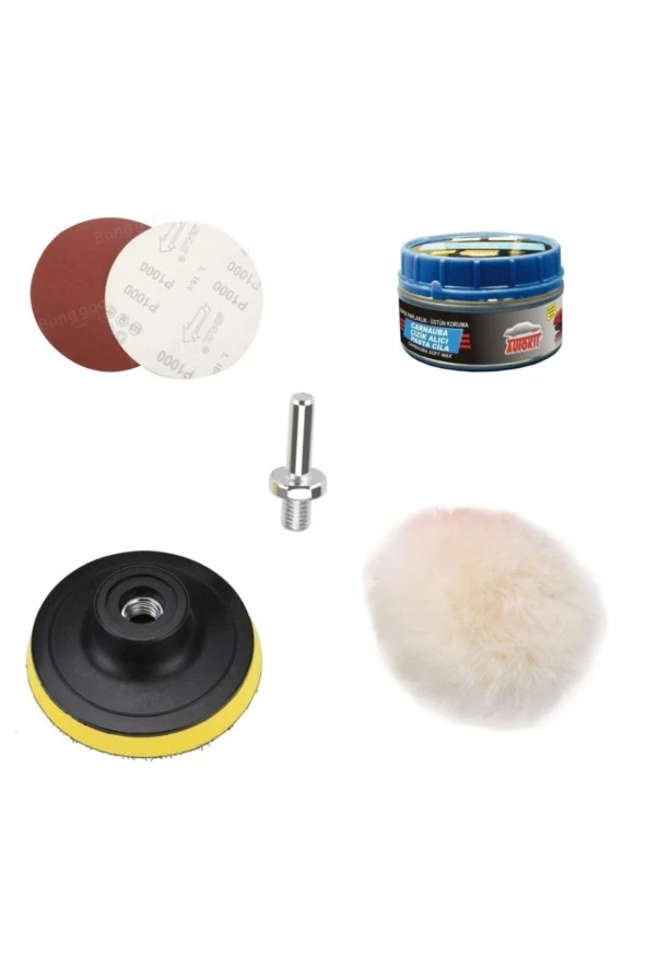 Depolife Oto Araç Kaporta Boya 115 mm Cırt Taban Pasta Cila Bone Polisaj Seti Matkap Uyumlu Zımpara ürün görseli 1