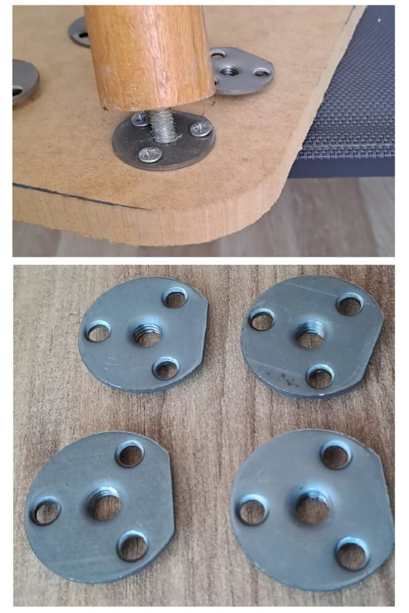 Depolife Kanepe Sehpa Masa Için Ahşap Ayak Bağlantı Aparatı Metal Montaj Braketi 4 Adet M8 Girişli ürün görseli 1