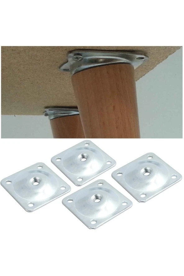 Depolife Kanepe Sehpa Masa Ahşap Ayak Bağlantı Aparatı 15 Derece Açılı Metal Montaj Braketi 4 Adet ürün görseli 1