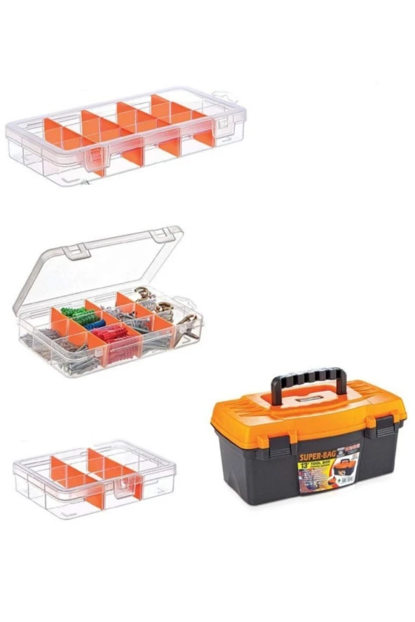 Depolife Organizer Kutu Seti Plastik Bölmeli Alet Çantası Dremel Boncuk Vida Saklama Değişken Bölmeli Canta ürün görseli 1