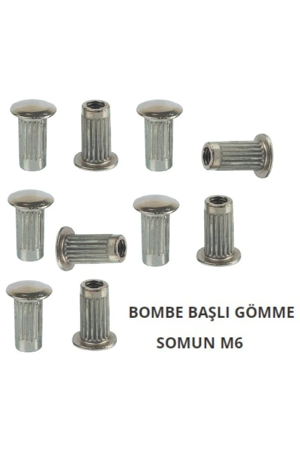 Depolife ahşap için gömme somun şapkalı perçin somun m6 10 adet çakma tipi ürün görseli 1