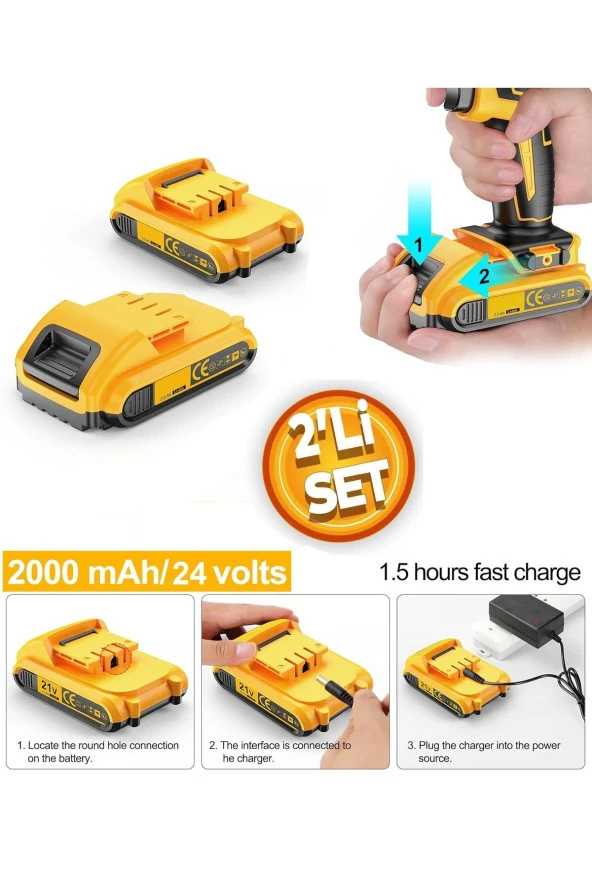 Depolife Şarjlı Matkap Için Yedek Batarya 24v 21v 18v 16.8v 14v 12 Volt Şarjlı Makine Aküsü Üniversal Pil ürün görseli 1