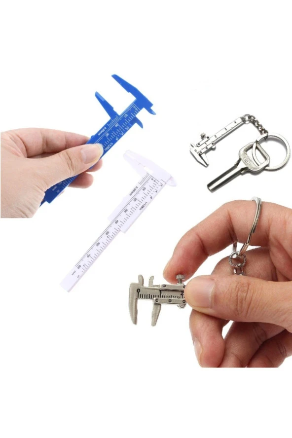 Depolife 80mm Plastik Kumpas Ve Metal Mini Anahtarlık Kumpas Seti Kalınlık Ölçer Kompratör 2li Set ürün görseli 1