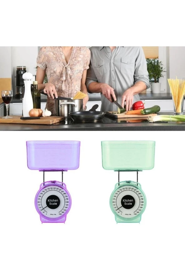 Depolife Mekanik Mutfak Gıda Ölçekli Hassas Tartı Ölçüm Mutfak Terazi Pilsiz 1000gr Mini Baskül 2 Adet ürün görseli 1