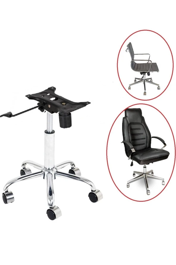 Depolife Ofis Büro Çalışma koltuğu için Krom Yıldız Ayak Amortisör Tekerlek Şase Tek Kollu Mekanizma Seti ürün görseli 1
