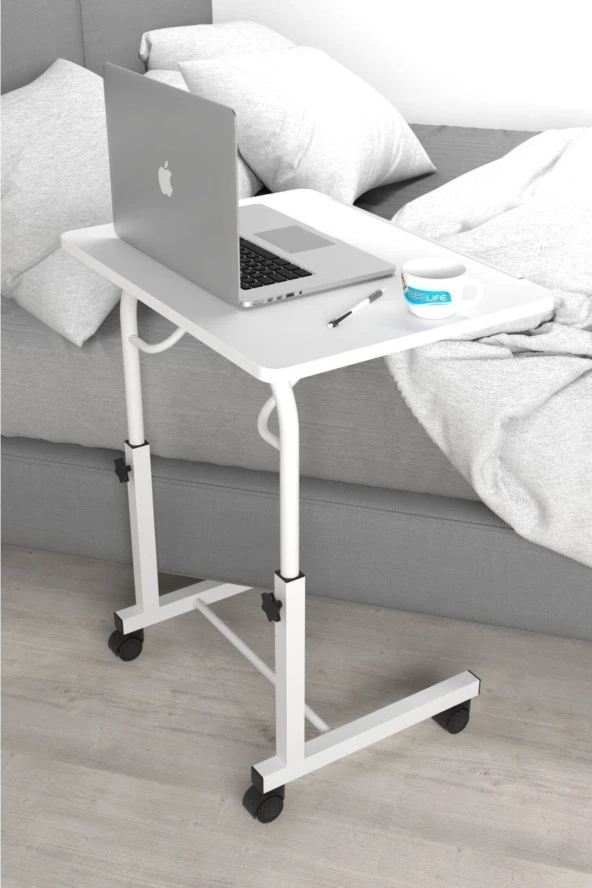 Depolife Tekerlekli Notebook Laptop Çalışma Sehpası Eğim Ve Yükseklik Ayarlı Akrobat Ders Yemek Çekyat Masası ürün görseli 1