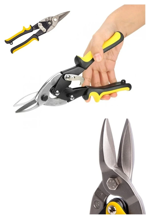 Depolife Saç teneke alüminyum Karton Kesme Makası Düz çeneli makas düz ağız kaportacı makası 250mm ürün görseli 1