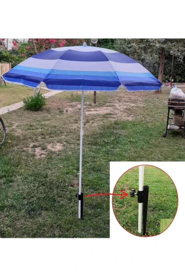 Depolife Plaj Deniz Bahçe Balkon Piknik Kamp Şemsiyesi Ve Sabitleme Kazığı 2li Set 180cm ürün görseli 1
