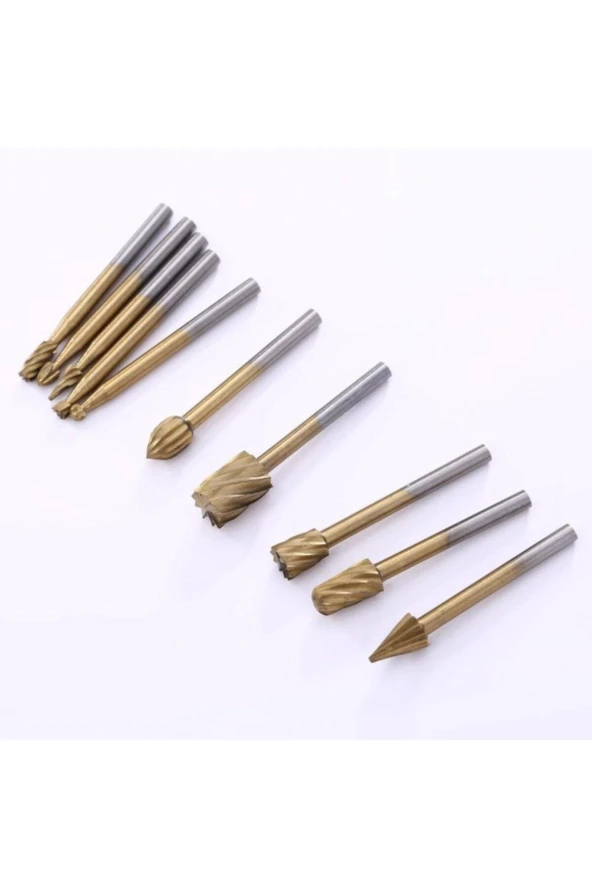 Depolife 10 Parça Hss Titanyum Ahşap Için Freze Uç Seti Dremel Benzeri Gravür Makinası Için Kalıpçı 3mm Şaft ürün görseli 1