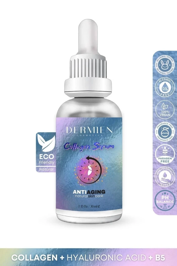 Dermien Cosmetics Yaşlanma Karşıtı, Aydınlatıcı, Kolajen, Hyaluronik Asit, B5 Cilt Bakım Serumu 30ml ürün görseli 1