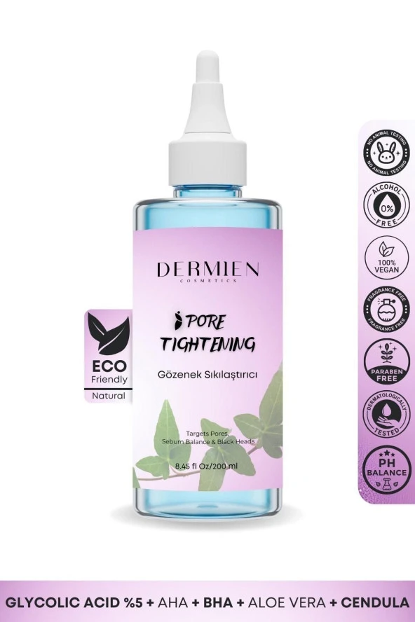 Dermien Cosmetics Arındırıcı, Canlandırıcı, Gözenek Sıkılaştırıcı Tüm Ciltler Için Glikolik Asit Aha Bha Tonik 200 Ml ürün görseli 1