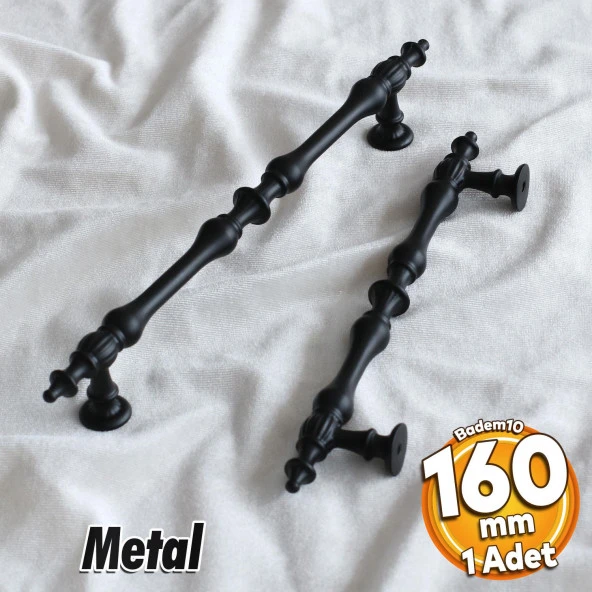 Şehzade Kulp Mobilya Mutfak Dolabı Çekmece Dolap Kulpları Kapak Kulpu Kulbu Siyah 160 mm Metal ürün görseli 1
