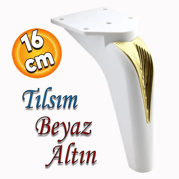 Tılsım Mobilya Oturma Grubu Kanepe Sehpa TV Ünitesi Koltuk Ayağı Baza Ayakları Beyaz Altın 16 cm ürün görseli 1