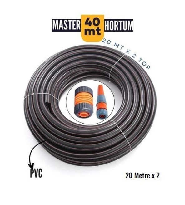 Zhltools 20 Mt + 20Metre PVC Bahçe ve Yıkama Hortumu Sulama Başlığı Hediyeli ürün görseli 1