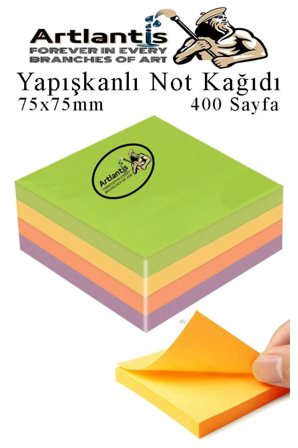 Yapışkanlı Not Kağıdı 4 Renk 400 Sayfa 1 Paket Bahar Küp Blok Yapışkanlı Postit 75x75 mm Renkli ürün görseli 1