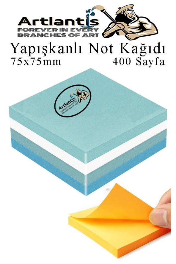 Yapışkanlı Not Kağıdı 4 Renk 400 Sayfa 1 Paket Buzul Küp Blok Yapışkanlı Postit 75x75 mm Renkli ürün görseli 1