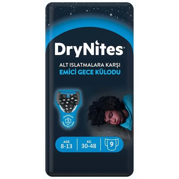 Drynites Emici Gece Külodu/Külot Bez Erkek 8-13 Yaş (30-48KG) Large 9 Adet (Alt Islatmalara Karşı) ürün görseli 1
