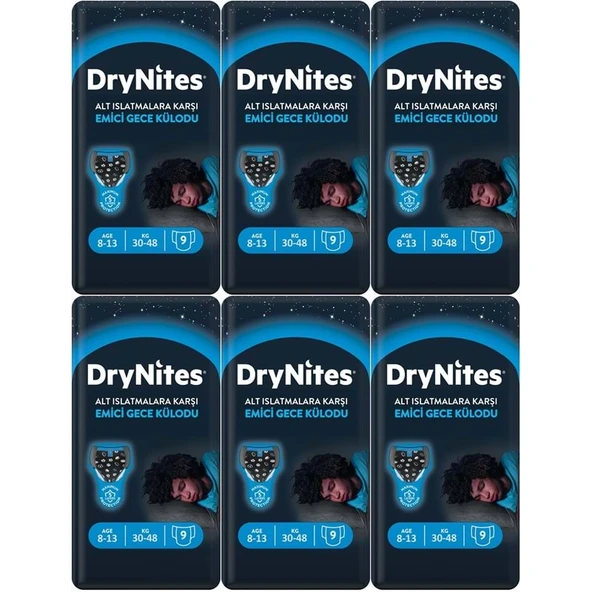 Drynites Emici Gece Külodu/Külot Bez Erkek 8-13 Yaş 30-48KG Large 54 Adet 6PK*9 AltIslatmalara Karşı ürün görseli 1