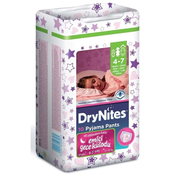 Drynites Emici Gece Külodu/Külot Bez Kız 4-7 Yaş (27-30KG) Large 10 Adet (Alt Islatmalara Karşı) ürün görseli 1