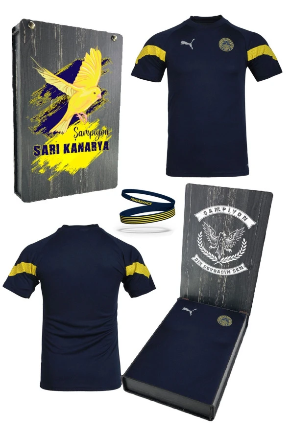 Fenerbahçe Orijinal Puma Lacivert Çocuk T-Shirt + Bileklik Set Özel Ahşap Kutulu ürün görseli 1
