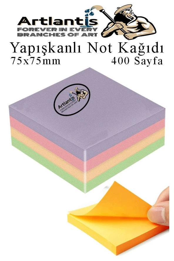 Yapışkanlı Not Kağıdı 4 Renk 400 Sayfa 1 Paket Harmoni Küp Blok Yapışkanlı Postit 75x75 mm Renkli ürün görseli 1