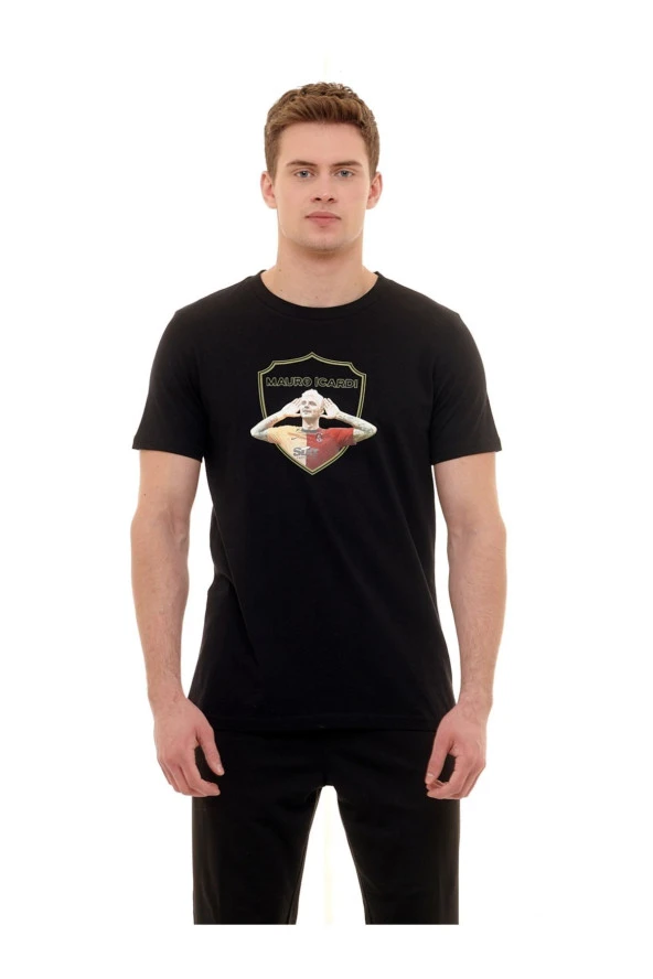 Galatasaray Orijinal Lisanslı Sıfır Yaka Siyah Gs İcardi T-Shirt ürün görseli 1