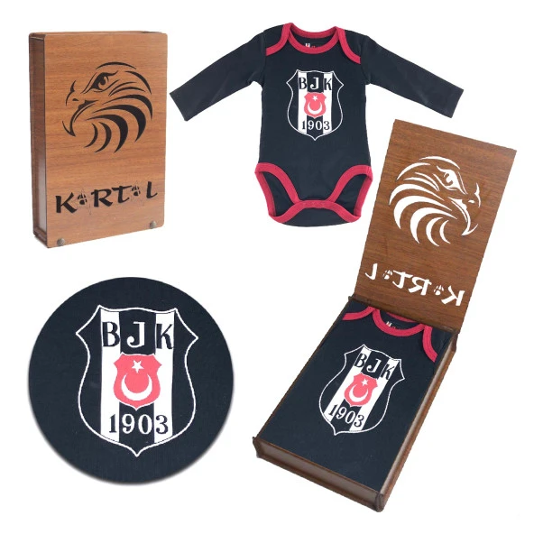 Beşiktaş Kartal Yuvası Orjinal Lisanslı Uzun Kol Zıbın Body Siyah ürün görseli 1