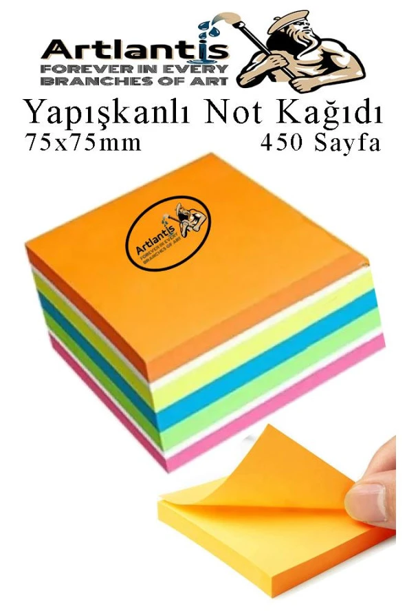 Yapışkanlı Not Kağıdı 6 Renk 450 Sayfa 1 Paket Envai Küp Blok Yapışkanlı Postit 75x75 mm Renkli ürün görseli 1