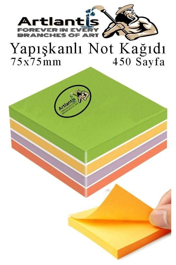 Yapışkanlı Not Kağıdı 5 Renk 450 Sayfa 1 Paket Gizemli Küp Blok Yapışkanlı Postit 75x75 mm Renkli ürün görseli 1