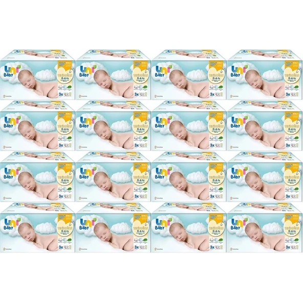 Uni Baby Islak Havlu Hassas Yeni Doğan 40 Yaprak (48Li Set) 1920 Yaprak (Narin Ciltler için)(16PK*3) ürün görseli 1