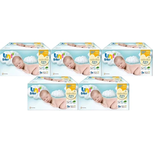 Uni Baby Islak Havlu Hassas Yeni Doğan 40 Yaprak (15 Li Set) 600 Yaprak (Narin Ciltler için) (5PK*3) ürün görseli 1