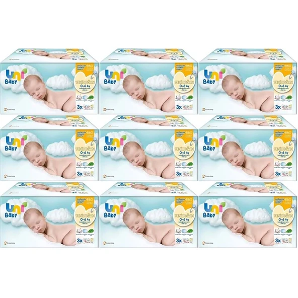 Uni Baby Islak Havlu Hassas Yeni Doğan 40 Yaprak (27 Li Set) 1080 Yaprak (Narin Ciltler için)(9PK*3) ürün görseli 1