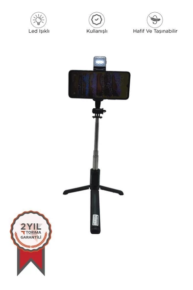 Torima Q07 Led Işıklı Kumandalı  Çok Amaçlı Tripod Selfie Çubuğu Anroid İos Uyumlu ürün görseli 1