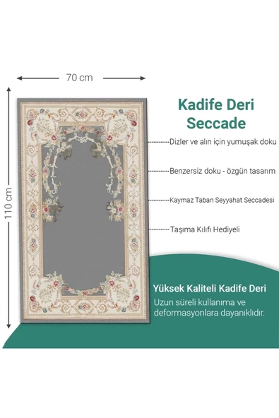 Ravabi Rug Araç İçi ve İşyeri İçin Deri Tabanlı Namazlık, Çantalı Hediyelik Seyahat Seccadesi 70x110cm 21RSD231019 ürün görseli 1