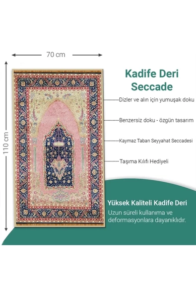 Ravabi Rug Araç İçi ve İşyeri İçin Deri Tabanlı Namazlık, Çantalı Hediyelik Seyahat Seccadesi 70x110cm 21RSD231016 ürün görseli 1