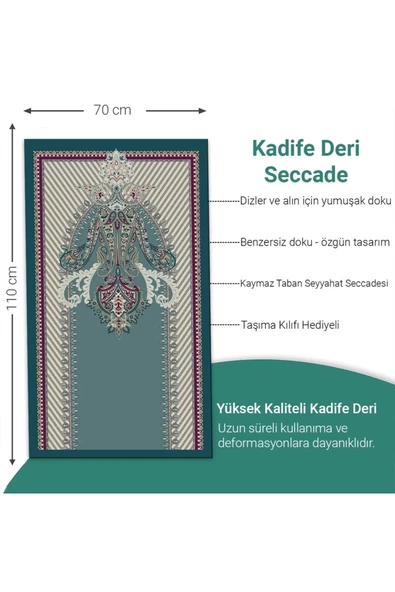 Ravabi Rug Araç İçi ve İşyeri İçin Deri Tabanlı Namazlık, Çantalı Hediyelik Seyahat Seccadesi 70x110cm 21RSD231020 ürün görseli 1