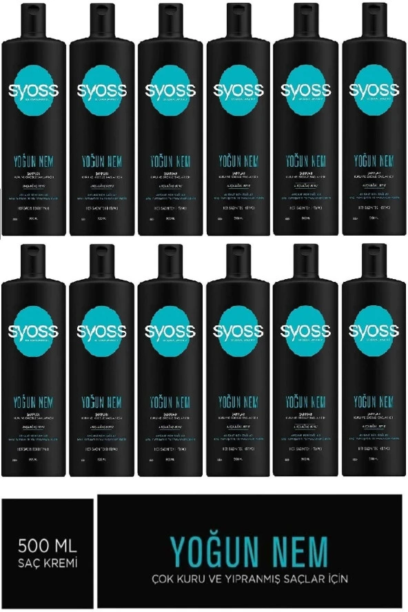 Syoss Yoğun Nem Kuru Ve Güçsüz Saçlar Için Şampuan 500 Ml X 12 Adet ( Koli ) ürün görseli 1