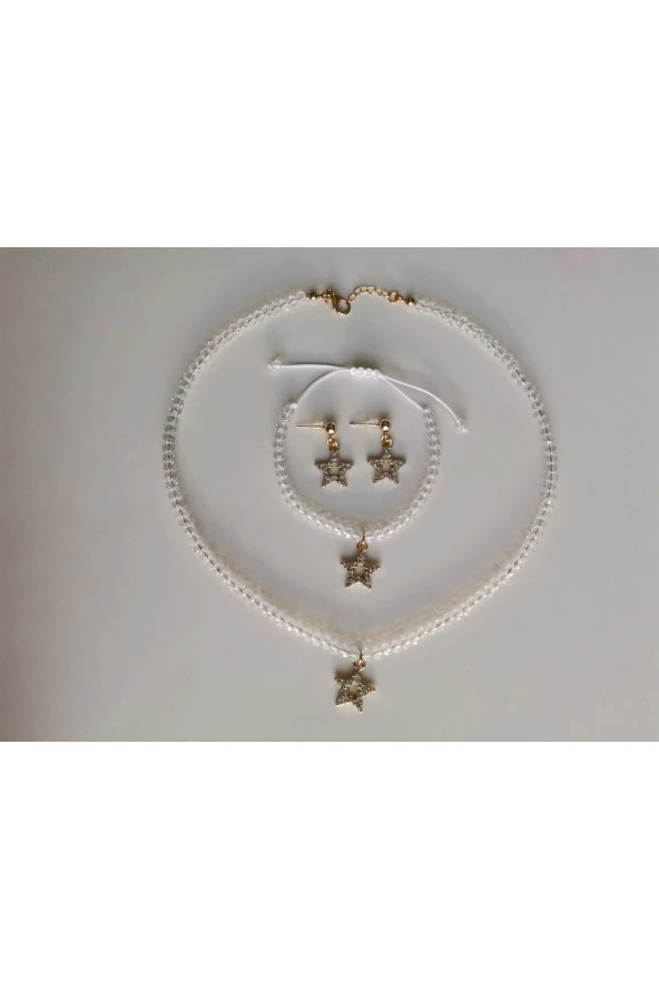 MİNİK ADIMLAR Kristal Kolye & Bileklik Ve Yıldız Küpe ürün görseli 1