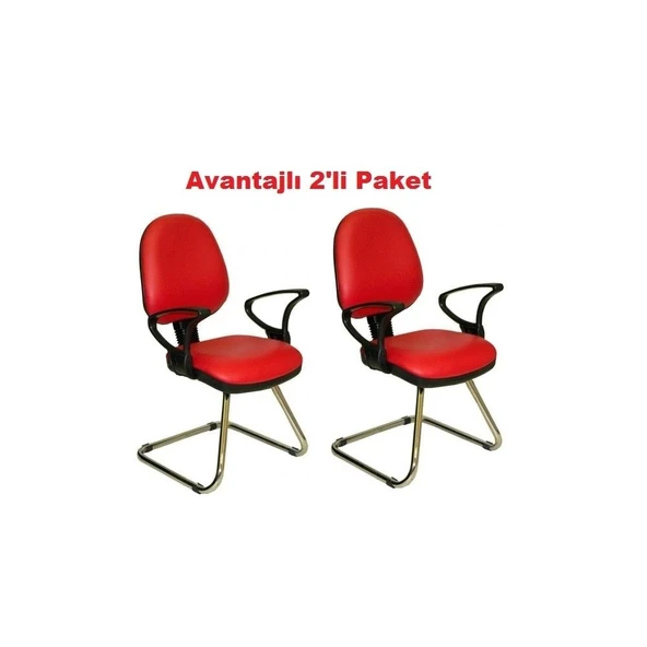 Türksit Kozmo Şef Bekleme Koltuğu Avantajli 2'Li Paket Z Ayak Kirmizi ürün görseli 1