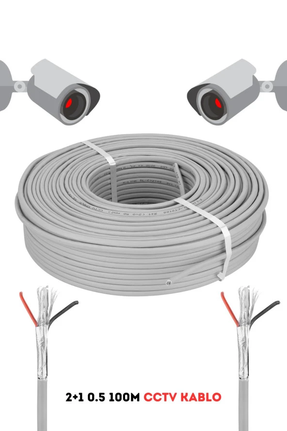 FURY 2+1 0.5 mm 100 Metre Cctv Kablo Güvenlik Kamera Kablosu ürün görseli 1