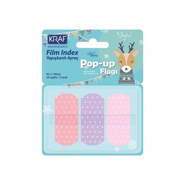 Kraf Index Film (PP) Pop-Up 3 Renk x 20 yp 42x19 mm Pastel Puantiyeli 4219-1 ürün görseli 1