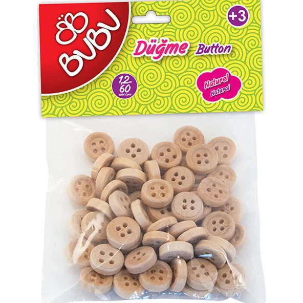 Bu-Bu Düğme Naturel 1.2cm (50 Adet) - 2.5Cm (10 Adet) ürün görseli 1
