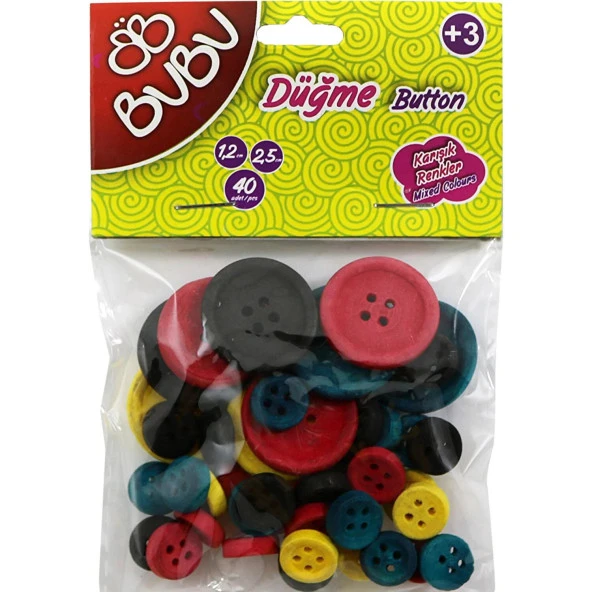 Bu-Bu Düğme Renkli 1.2cm (50 Adet) - 2.5Cm (10 Adet) ürün görseli 1