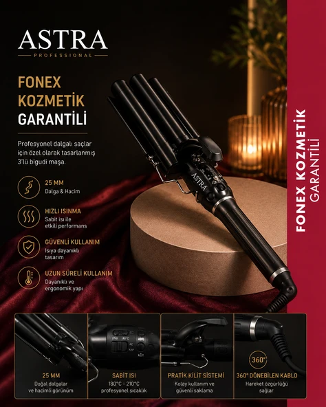 Astra F998B+ Plus Profesyonel 19 mm Su Dalgası Wag Maşa ürün görseli 1