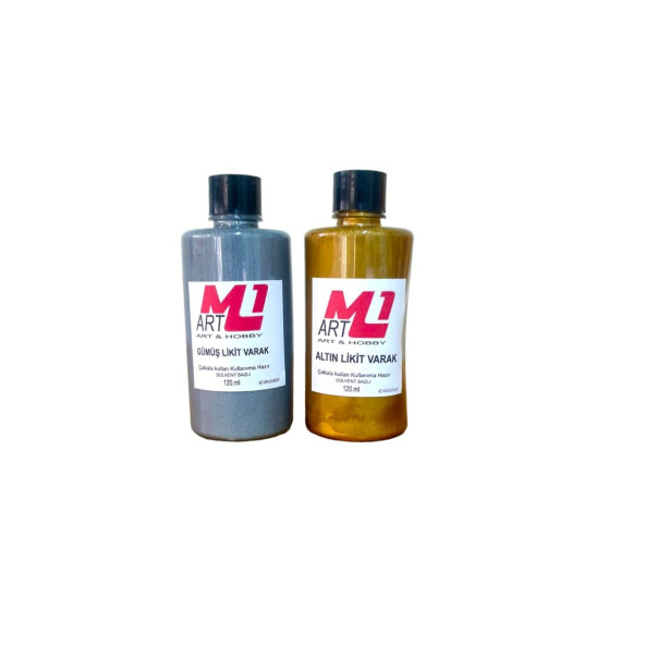 M1 ART GÜMÜŞ - ALTIN  Likit Varak 120.ml X 2 ADET ürün görseli 1